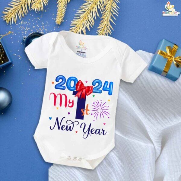 Babywish New Year Romper Clothes My First New Year Bodysuits My First New Year Knot Floral Printed - Image 5