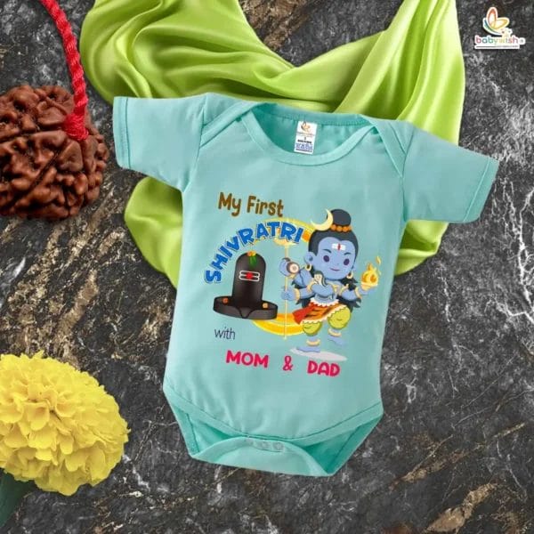 Babywish My First Shivratri With Mom & Dad Baby Bodysuit