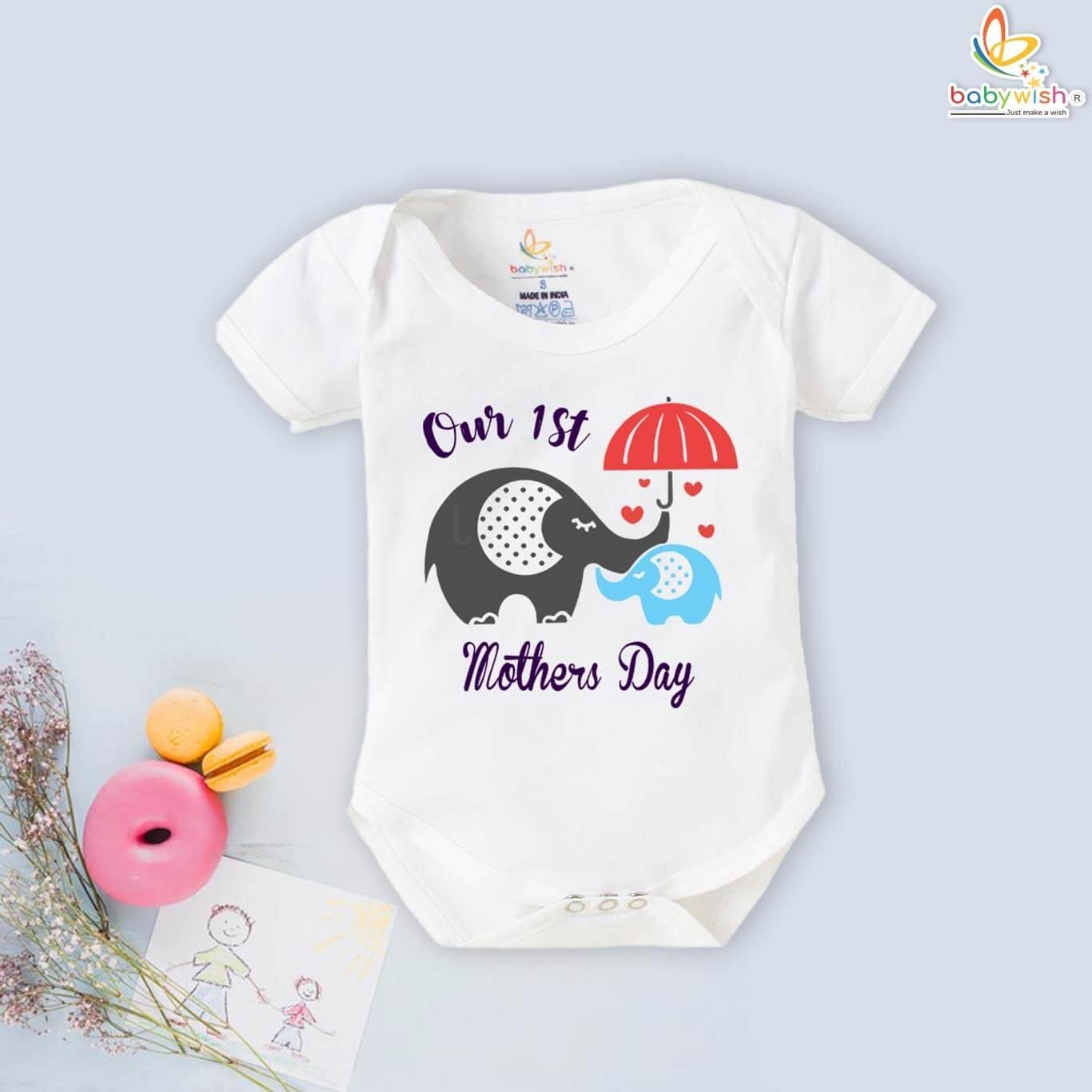 Babywish Our First Mother's Day T-Shirt with Mama Bear and Baby Cub Graphic