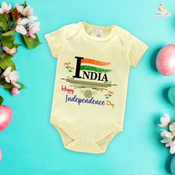 Babywish Independence Day T-Shirt for Boys and Girls 15th August Romper HAPPY INDEPENDENCE DAY - Image 4