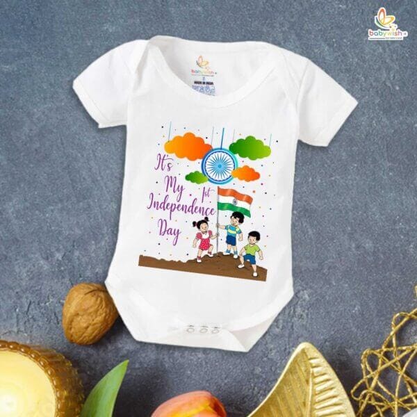 Babywish Independence Day T-Shirt for Boys and Girls 15th August Romper HAPPY INDEPENDENCE DAY