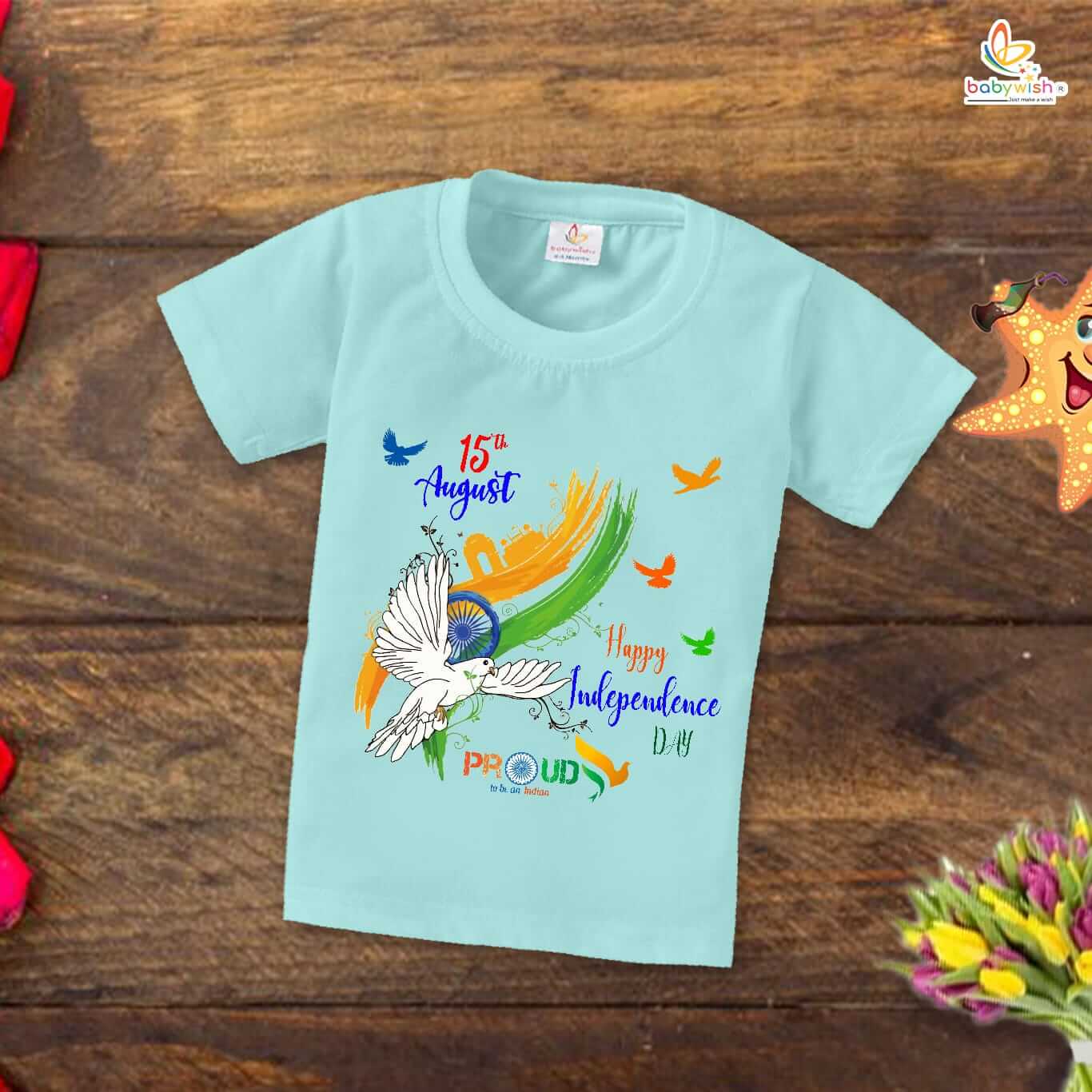 Independence Day T-Shirt for Boys and Girls – 15th August Patriotic Cotton Half Sleeve Tee, Celebrate Freedom, Happy Independence Day – Babywish