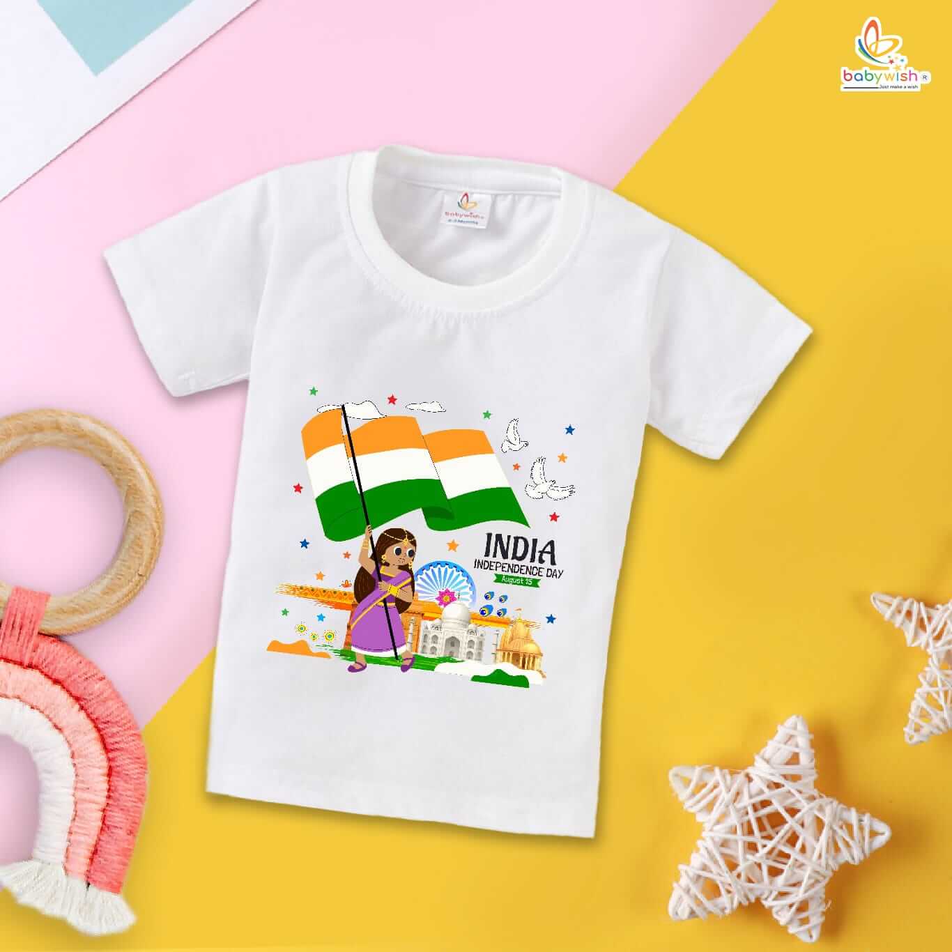 Independence Day T-Shirt for Boys and Girls – 15th August Cotton Half Sleeve Tee, Patriotic Celebration Topwear, Comfy Party Shirt, Happy Independence Day – Babywish