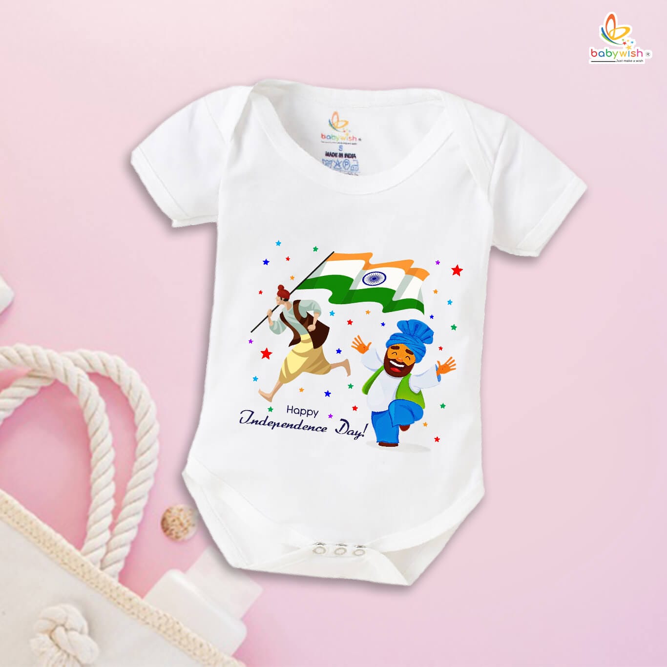 Babywish Independence Day T-Shirt for Boys and Girls 15th August Romper HAPPY INDEPENDENCE DAY