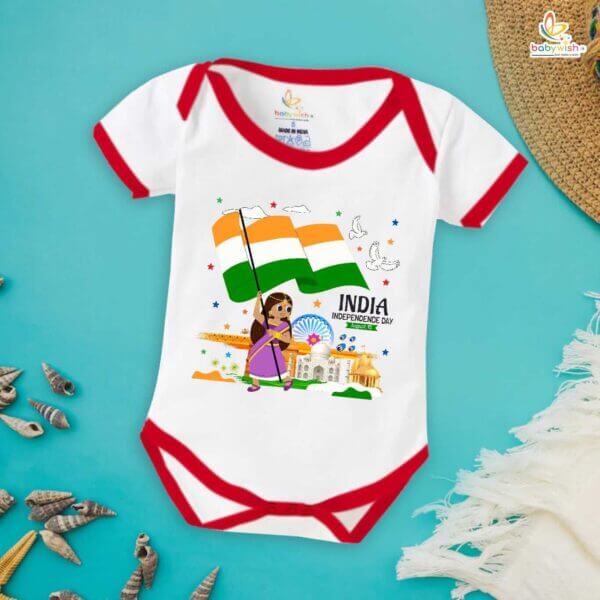 Babywish Independence Day T-Shirt for Boys and Girls 15th August Romper HAPPY INDEPENDENCE DAY - Image 4