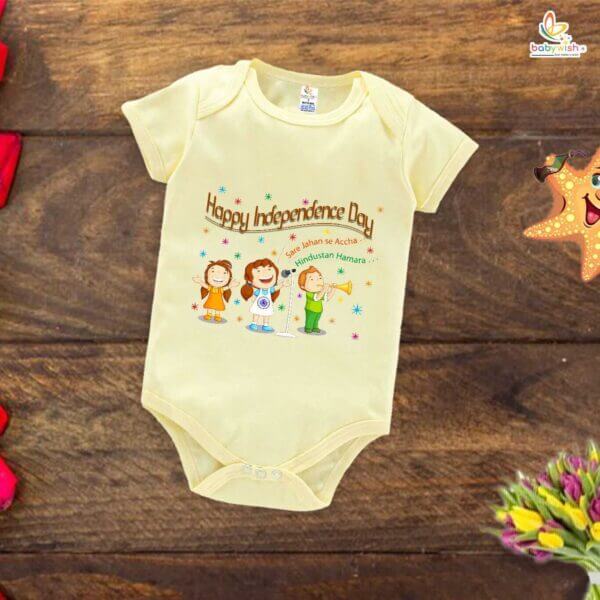 Babywish Independence Day T-Shirt for Boys and Girls 15th August Romper HAPPY INDEPENDENCE DAY - Image 4