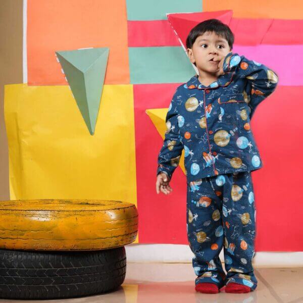 Kids Sleepsuit for Baby Boy’s and Girl’s Topwear and Pajamas Set Long Sleeve Sleepwear Baby Clothing Sets - Astronaut Print - Image 3