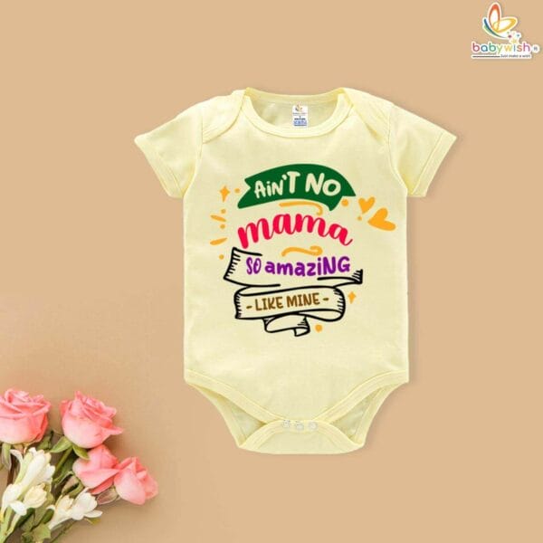 Babywish Mothers Day Romper with Cute Amazing Mama Design - Image 4