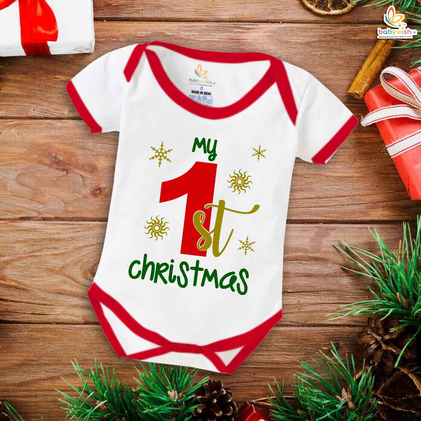 Babywish Christmas Romper Clothes for Babies, My First Merry Christmas Bodysuits, "Jingle All The Way" Newborn Outfit, Cute Holiday Onesies for Boys & Girls