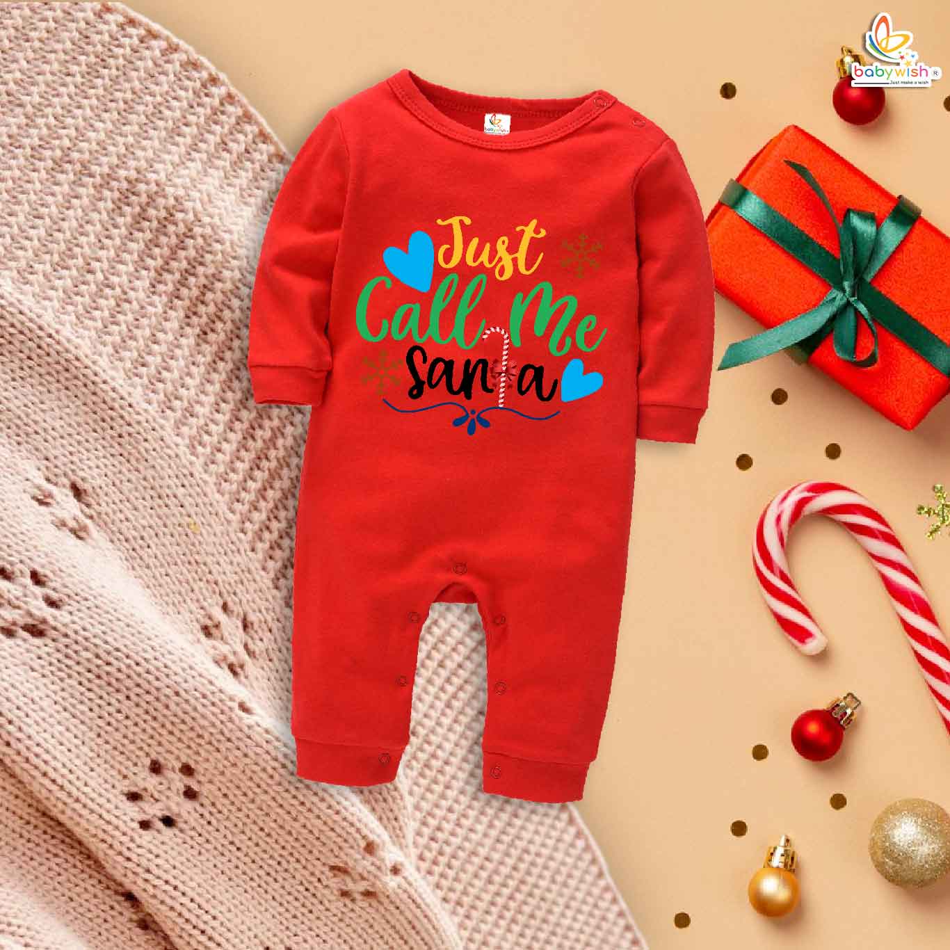 Babywish Christmas Full Body Romper Clothes My First Merry Bodysuit Just Call  Me Santa