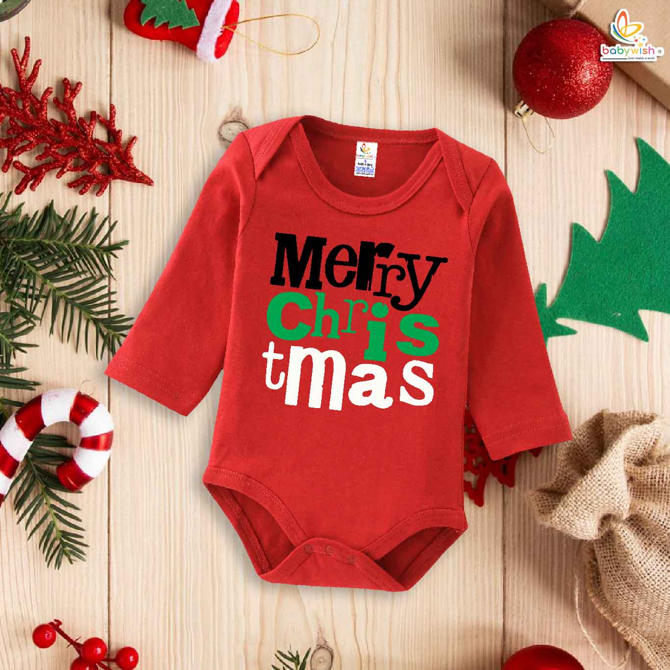 Babywish Christmas Romper Clothes My First Merry Bodysuit Romper Merry Christmas Print