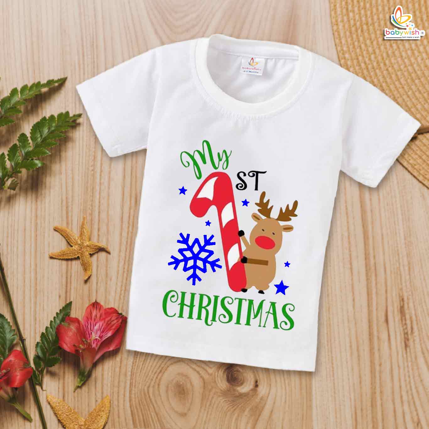 Babywish Christmas T-shirt My First Christmas T-shirt Animal Print Christmas Design