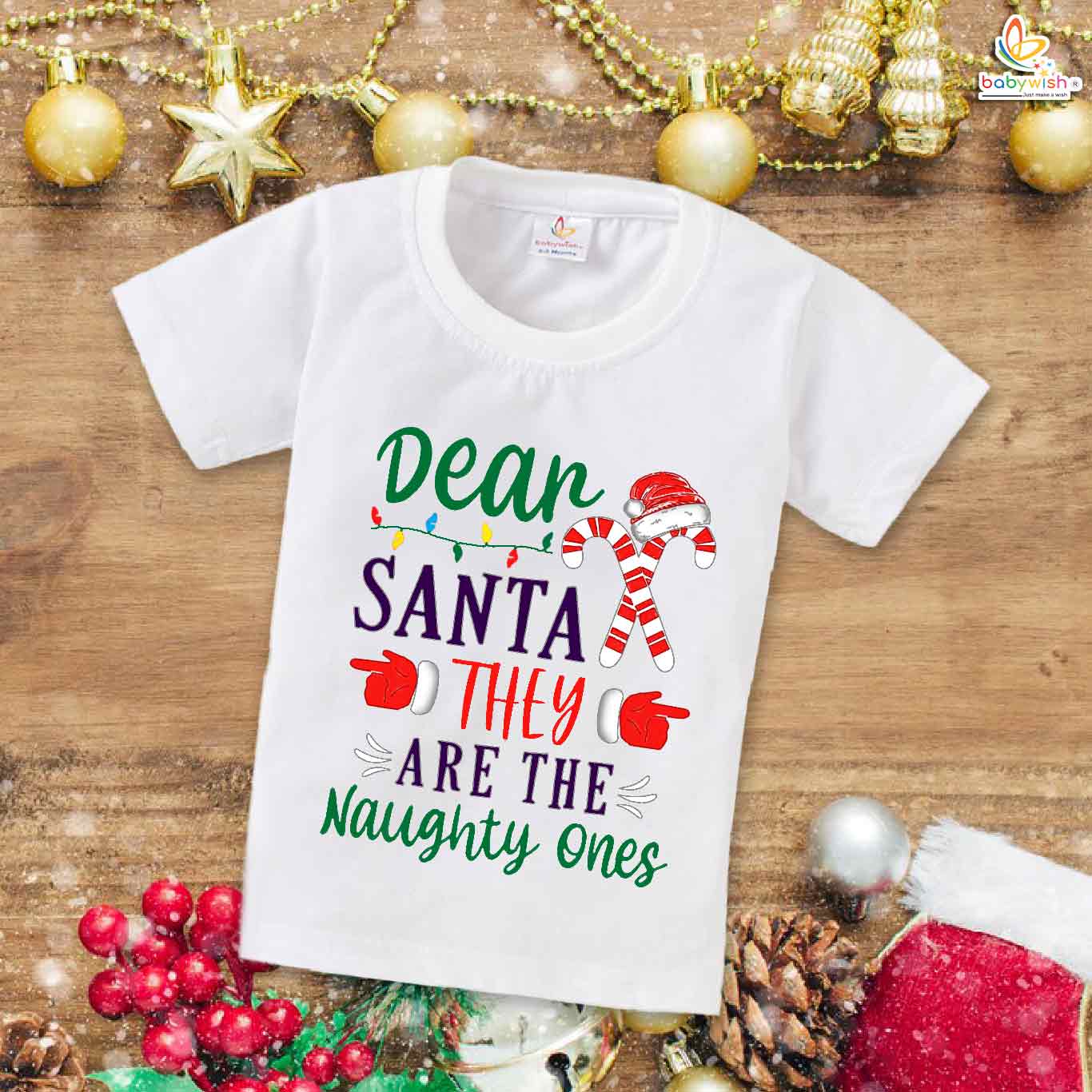 Babywish Christmas T-shirt My First Christmas T-shirt Dear Santa They Are Naughty One