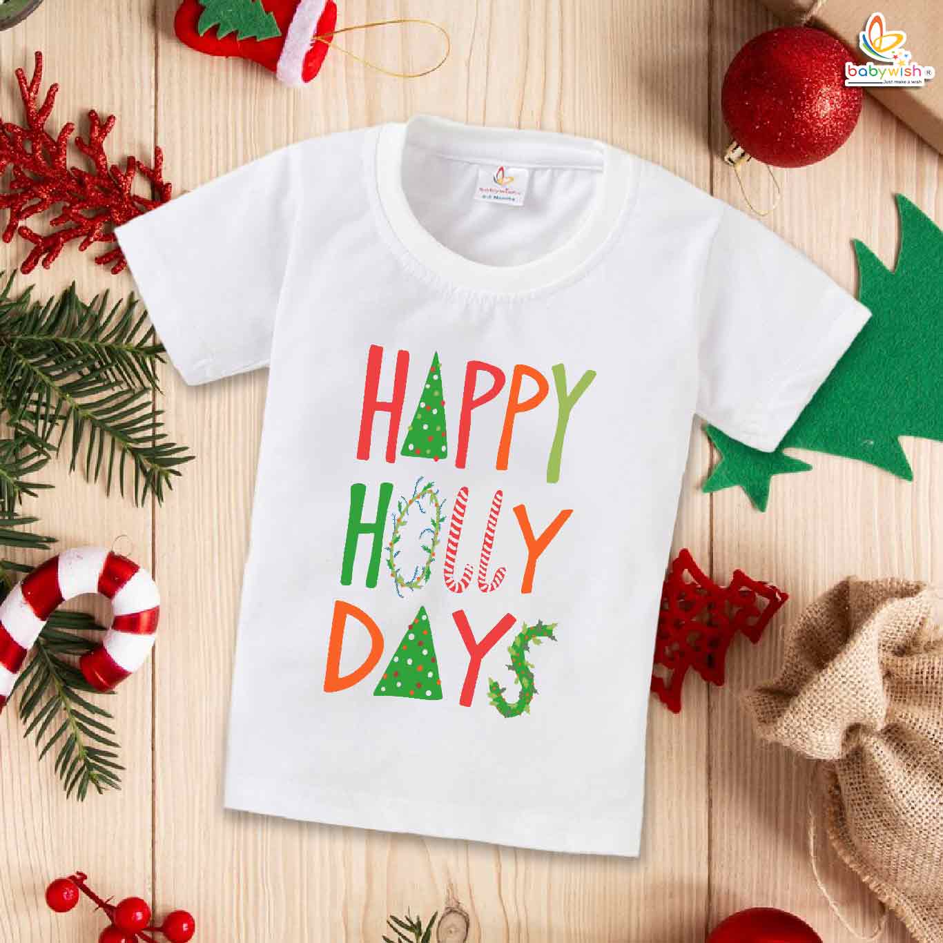 Babywish Christmas T-shirt My First Christmas T-shirt Happy Holly Days on Christmas