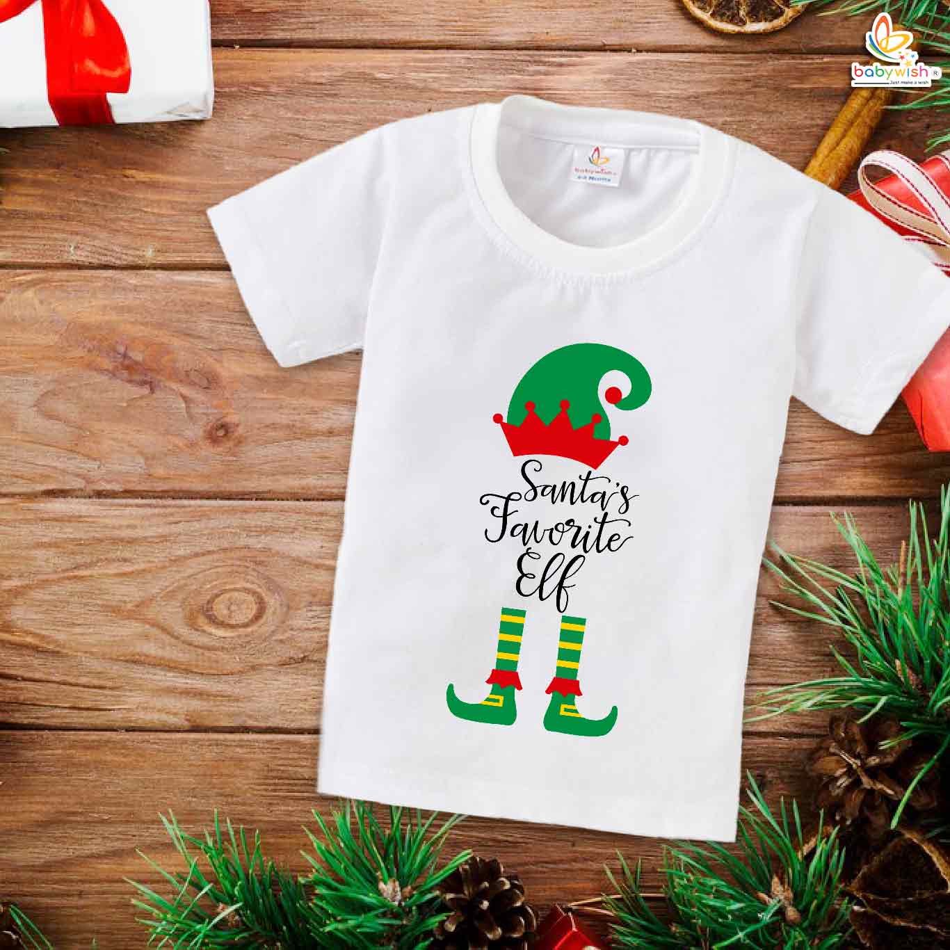 Babywish Christmas T-shirt My First Christmas T-shirt Santa Favorite Elf Christmas