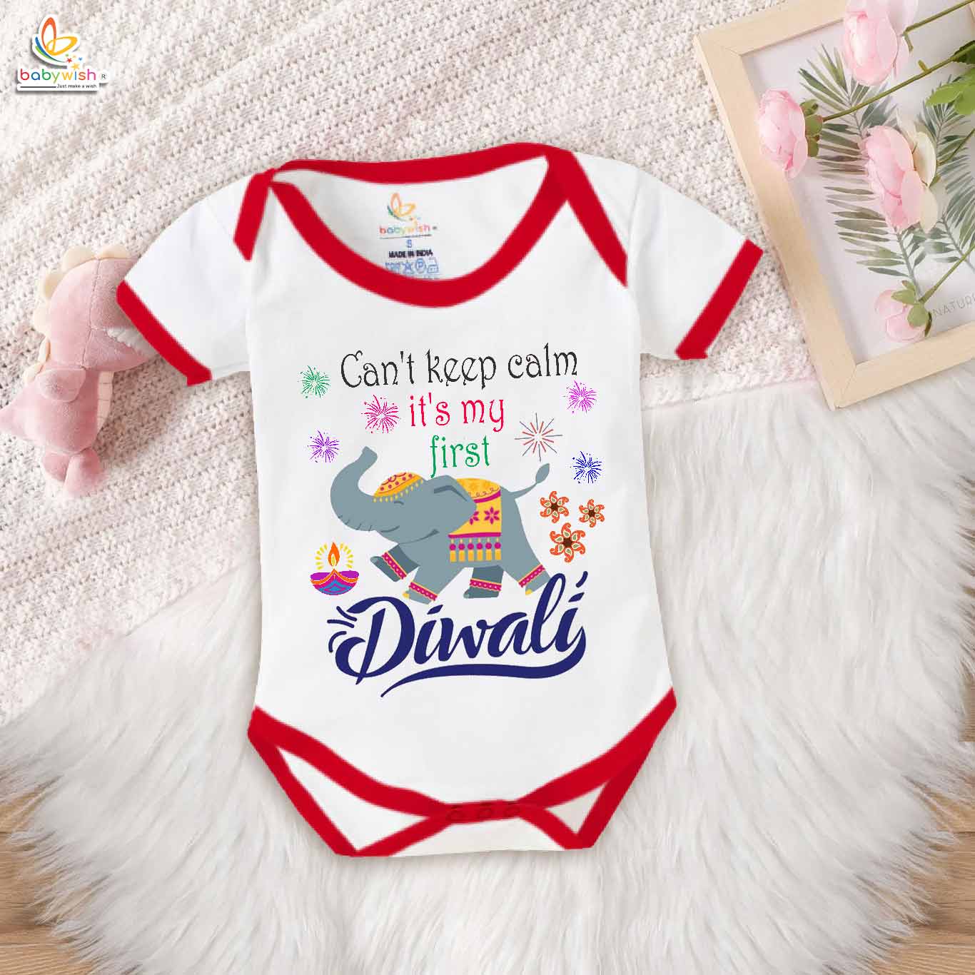 Babywish Baby Diwali Romper Bodysuit My First Diwali Can't Keep Calm It's Diwali