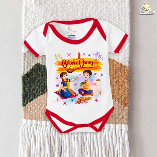 Babywish Baby Diwali Romper Bodysuit My First Diwali HAPPY BHAI DOOJ
