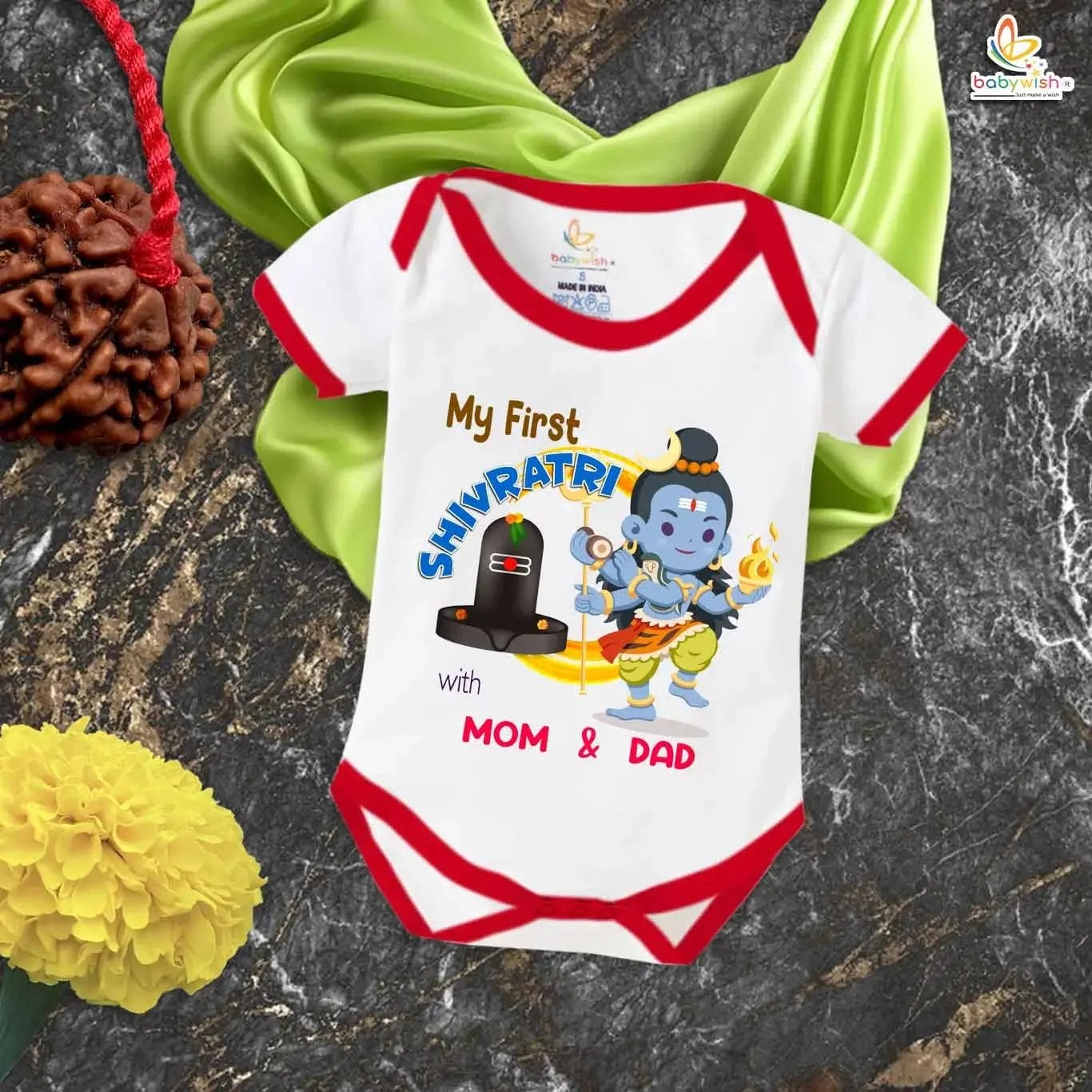 Babywish My First Mahashivratri Romper With Mom and Dad