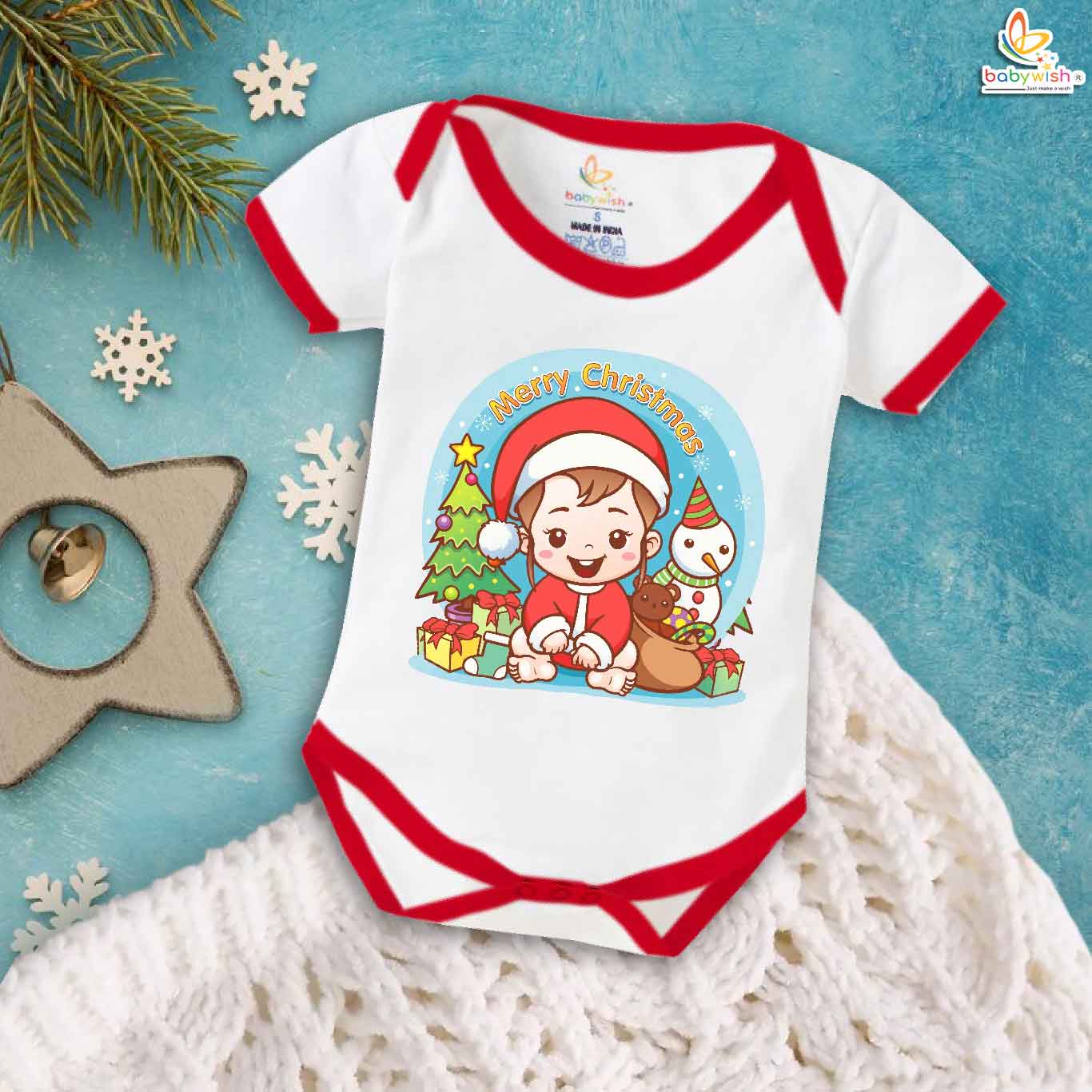 Babywish Christmas Romper Clothes for Babies, My First Merry Christmas Bodysuits, Merry Christmas Gift Print Newborn Outfit, Cute Holiday Onesies for Boys & Girls