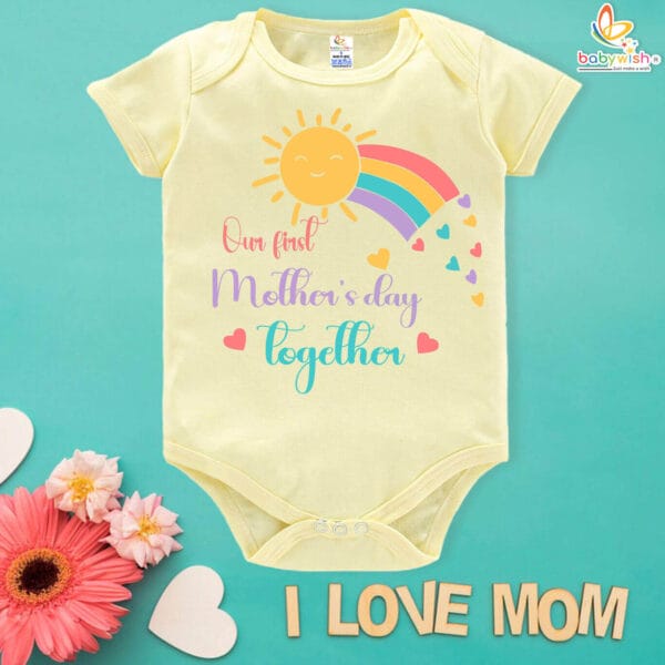 Our First Mother's Day Onesies with babywish Rainbow Design - Image 4