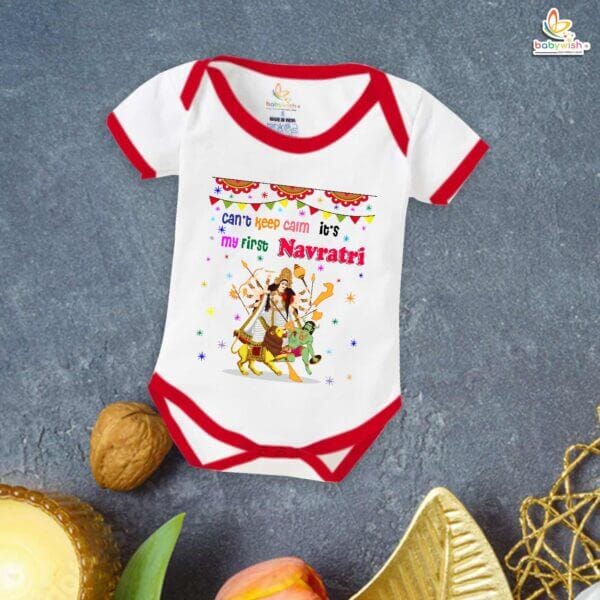 Babywish Baby Navratri Romper Bodysuit My First Dussehra Can't Keep Calm it's first Navratri