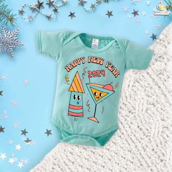 Babywish New Year Romper Clothes My First New Year Bodysuits Happy New Year 2024 Rocket Printed - Image 2