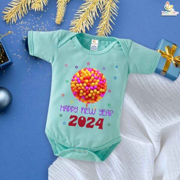 Babywish New Year Romper Clothes My First New Year Bodysuits Balloon Circle New Year - Image 2