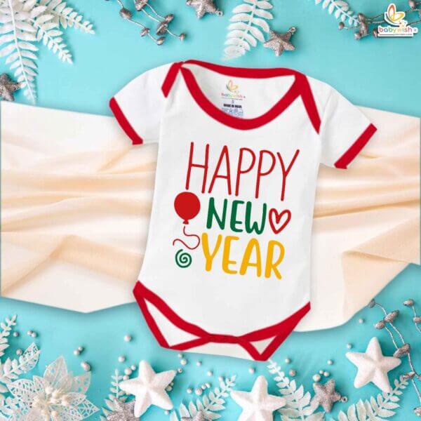 Babywish New Year Romper Clothes My First New Year Bodysuits Heart & Balloon Print New Year