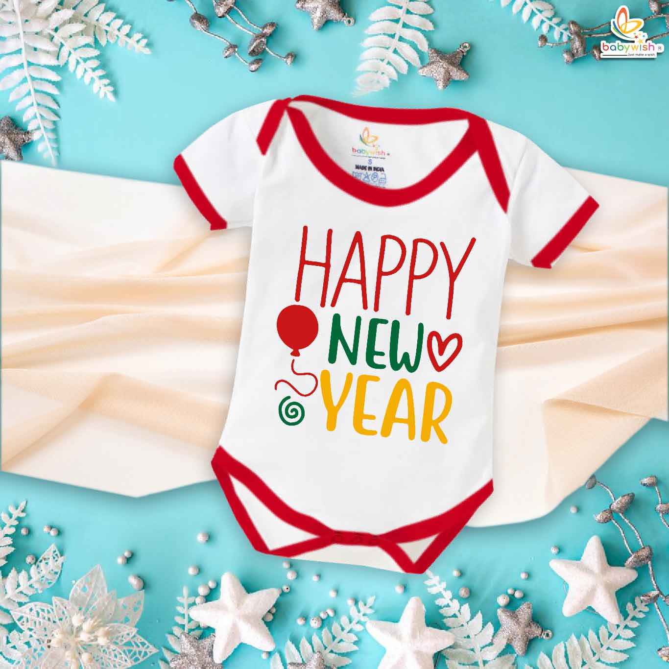 Babywish New Year Romper Clothes My First New Year Bodysuits Heart & Balloon Print New Year