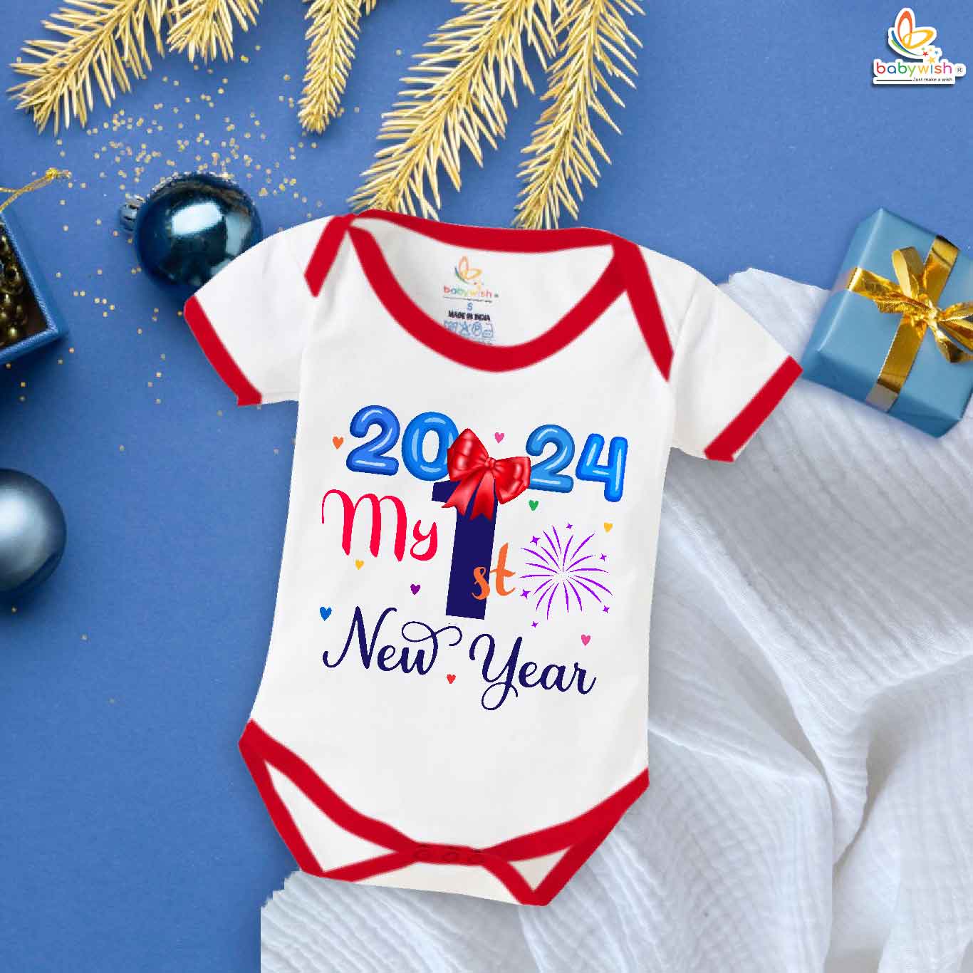 Babywish New Year Romper Clothes My First New Year Bodysuits My First New Year Knot Floral Printed
