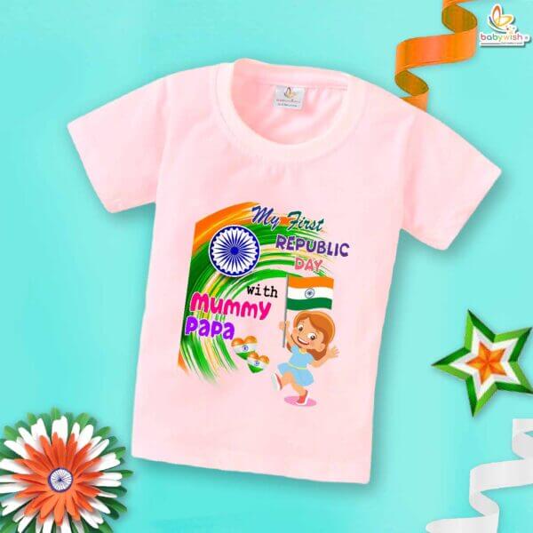 Babywish Republic Day T-shirt My First Republic Day T-shirt My First Republic Day With Mummy Papa - Image 3
