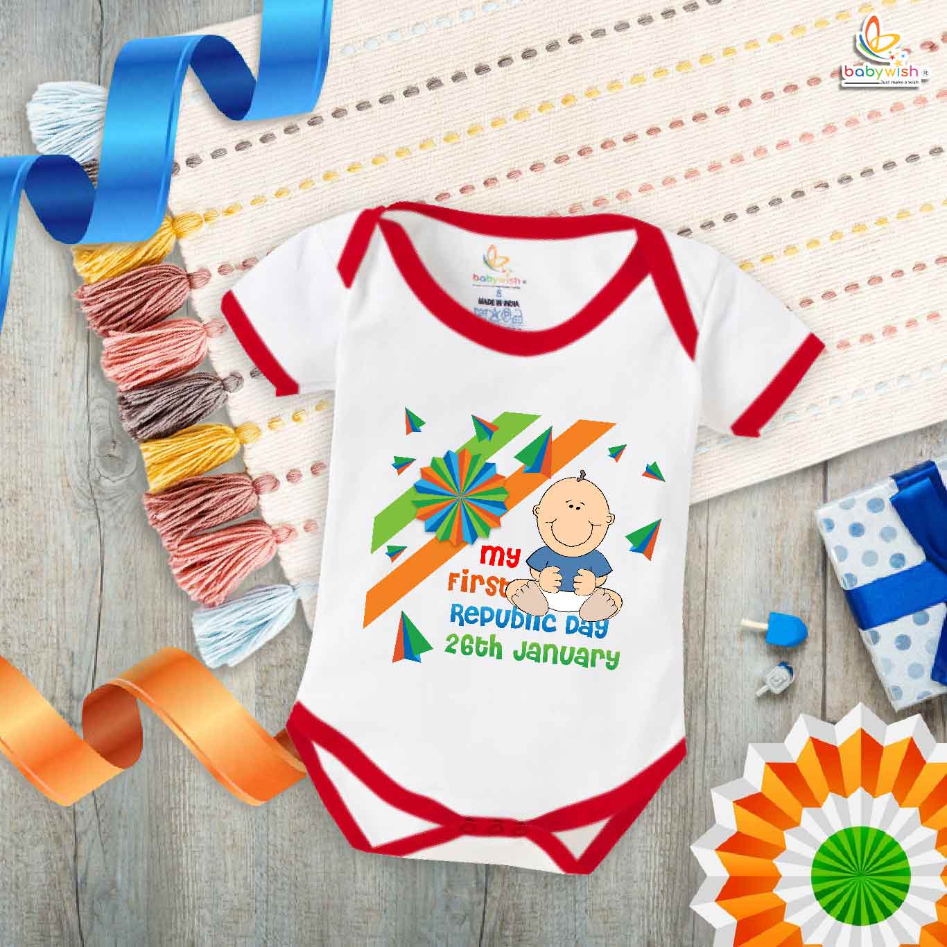 My First Republic Day Romper | 26th January Bodysuit for Babies | Patriotic Republic Day Outfit for Infants & Toddlers | Baby Clothes for National Festivals | Babywish