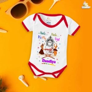Babywish Baby Navratri Romper Bodysuit My First Dussehra Halo Halo It's My First Dandiya