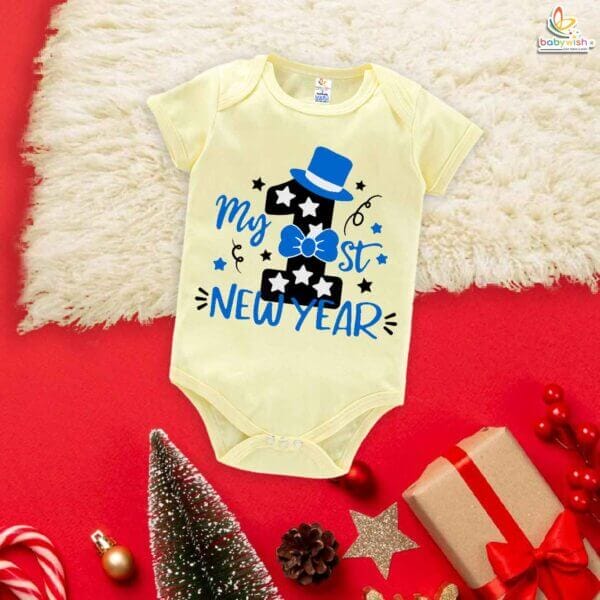 Babywish New Year Romper Clothes My First New Year Bodysuits My First New Year in Purple Printed - Image 3