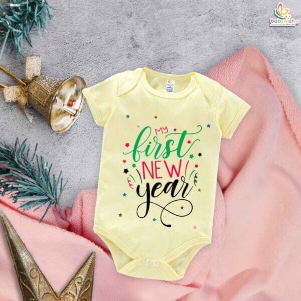 Babywish New Year Romper Clothes My First New Year Bodysuits My First New Year Quotes Printed - Image 3