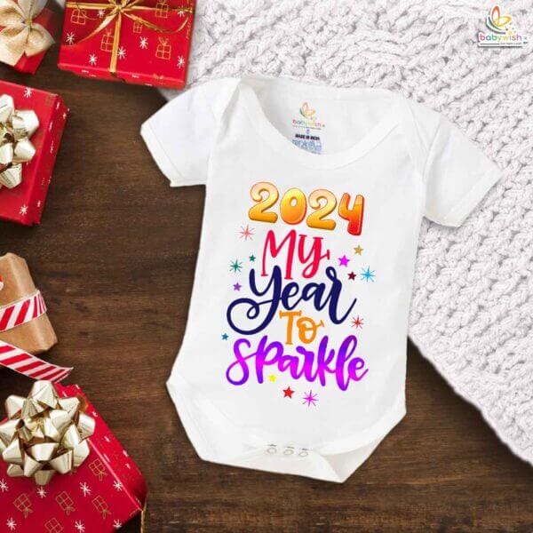 Babywish New Year Romper Clothes My First New Year Bodysuits 2024 My Year To Sparkle - Image 5