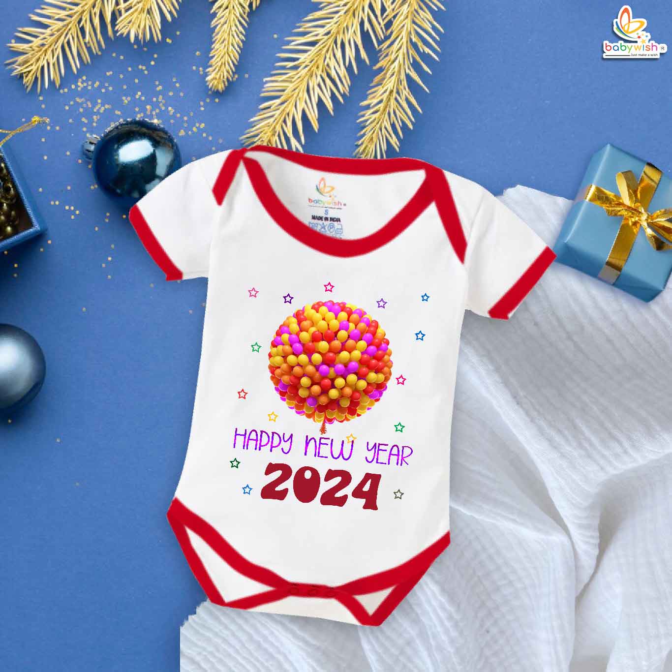 Babywish New Year Romper Clothes My First New Year Bodysuits Balloon Circle New Year