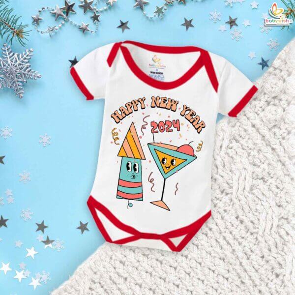 Babywish New Year Romper Clothes My First New Year Bodysuits Happy New Year 2024 Rocket Printed