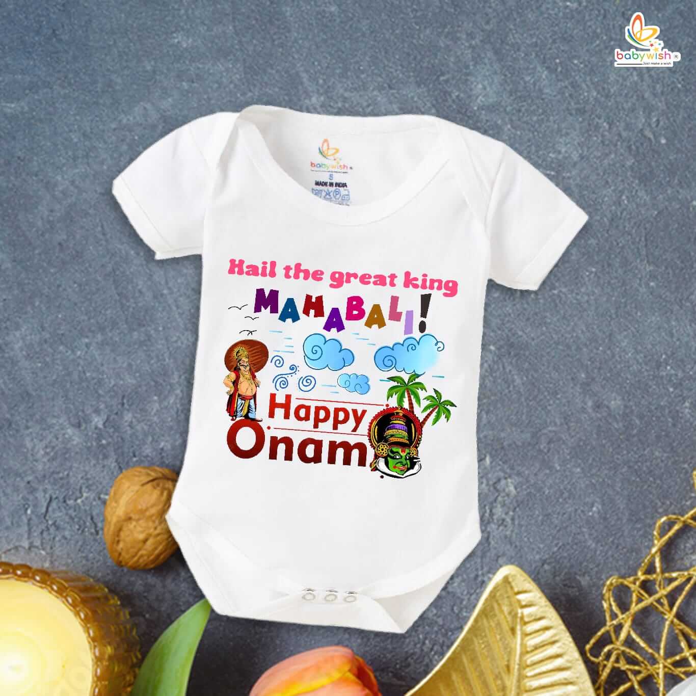 Onam Romper for Kids, Brother Sister Matching Dress, Cute Half Sleeve Onesie for Boys and Girls, Perfect Festive Outfit for Onam Celebration Babywish