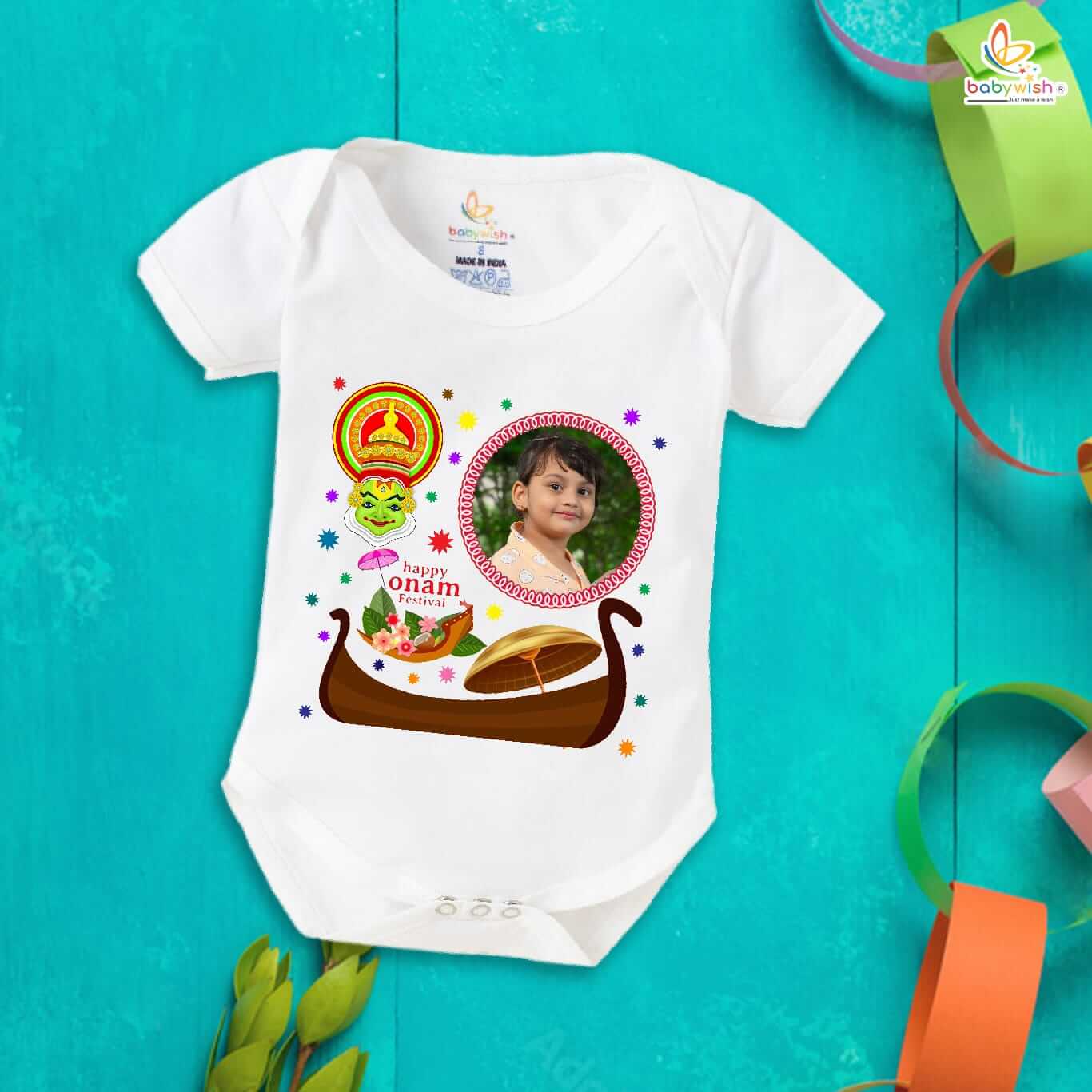 Onam Romper for Kids, Brother Sister Matching Dress, Cute Half Sleeve Onesie for Boys and Girls, Festive Onam Outfit Babywish