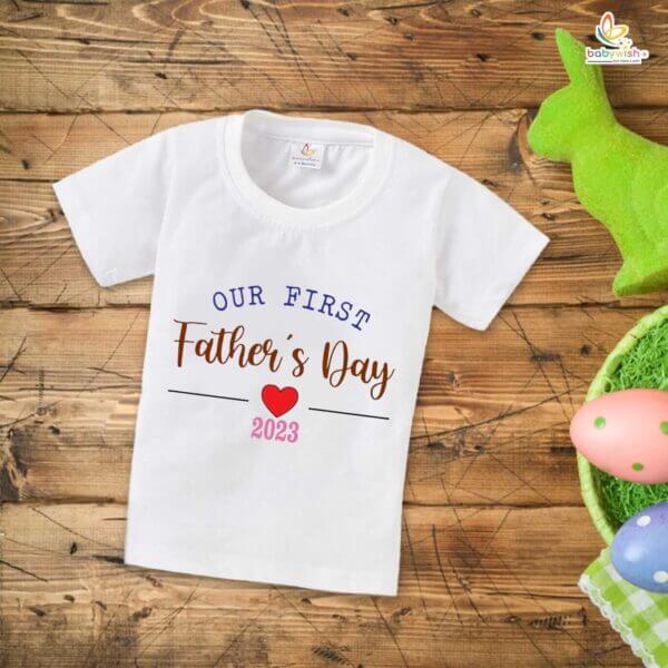Father's Day Special T-Shirt for Boy’s and Girl’s Half Sleeve Topwear for Unisex Kids | Our First Father's Day 2023 | - Image 3