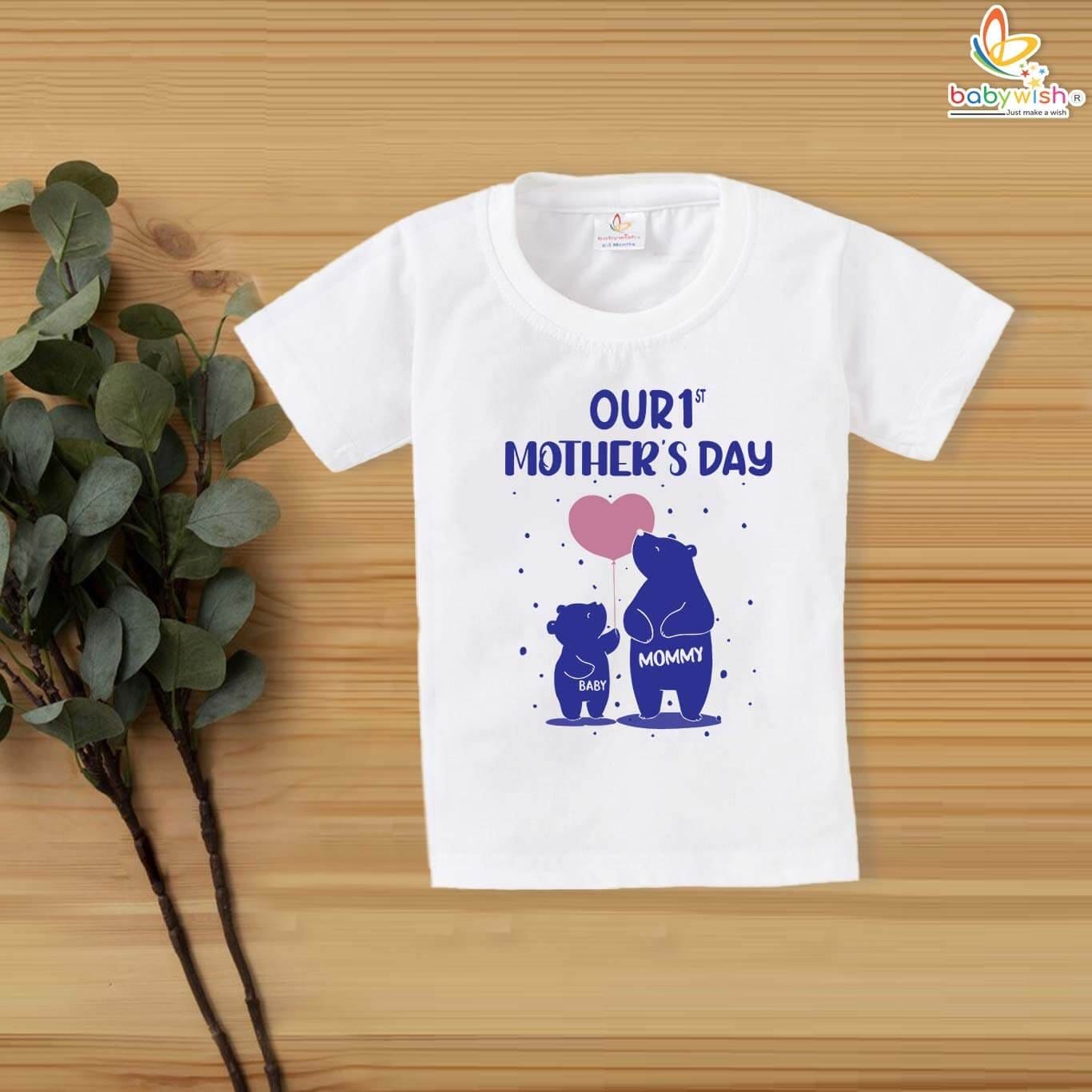 Our 1st Mother's Day T-shirt for babies and kids Babywish Adorable Bear Design for New Moms
