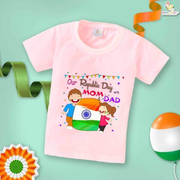 Babywish Republic Day T-shirt My First Republic Day T-shirt Our Republic Day With Mom & Dad - Image 3