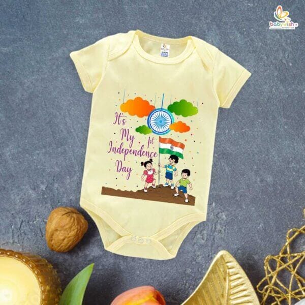 Babywish Independence Day T-Shirt for Boys and Girls 15th August Romper HAPPY INDEPENDENCE DAY - Image 4