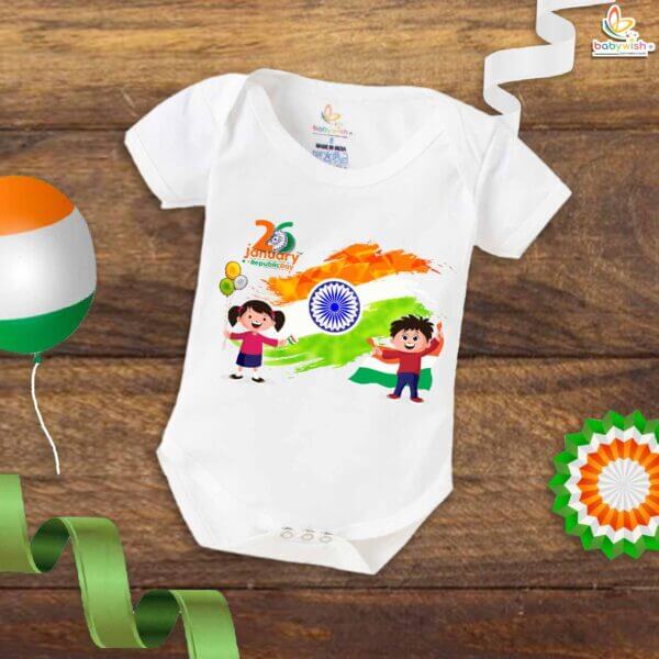 My First Republic Day Romper | 26th January Republic Day Boy & Girl Print Baby Bodysuit | Patriotic Outfit for Boys & Girls – Babywish - Image 5