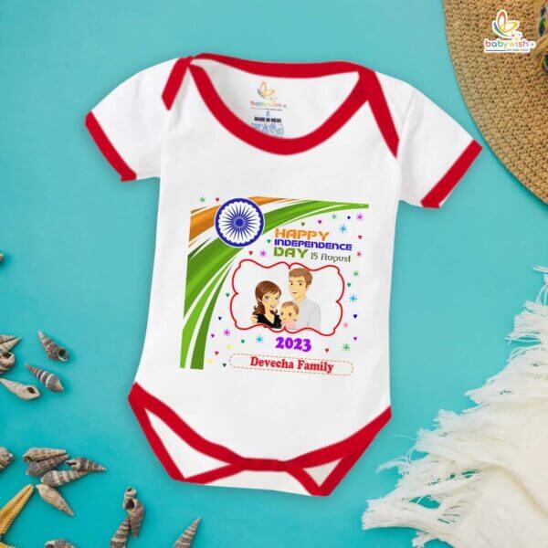 Babywish Independence Day T-Shirt for Boys and Girls 15th August Romper HAPPY INDEPENDENCE DAY - Image 5