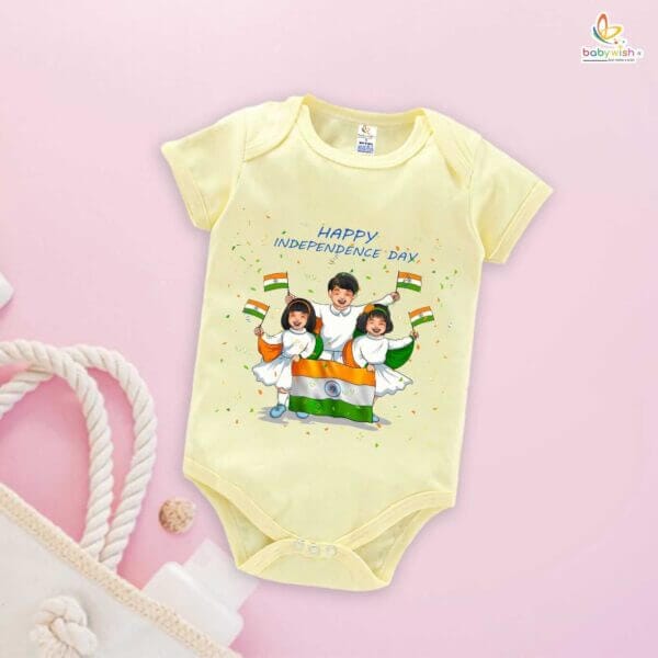 Babywish Independence Day T-Shirt for Boys and Girls 15th August Romper HAPPY INDEPENDENCE DAY - Image 4