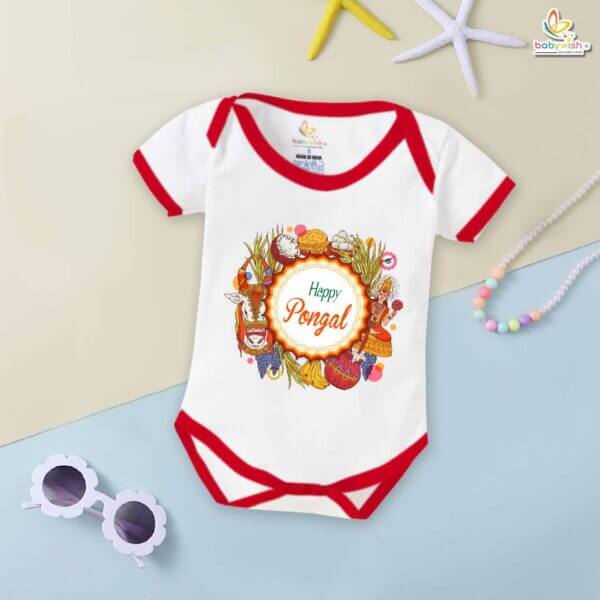 Babywish Pongal Romper – My First Pongal Bodysuit | Happy Pongal to All | Baby's First Pongal Celebration Outfit – Babywish
