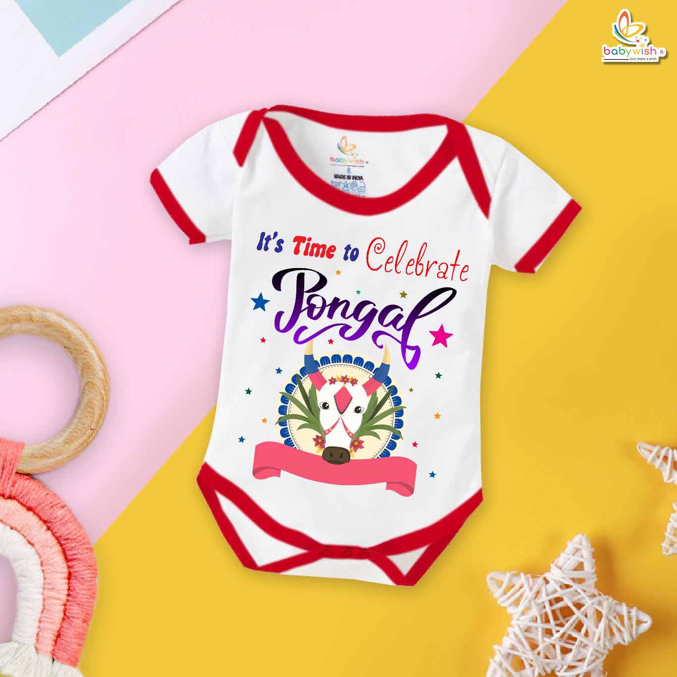Pongal Romper | My First Pongal Bodysuit | Pongal Cow Print Design for Baby Boys & Girls | Festive Newborn Outfit | Cute Traditional Baby Clothes – Babywish