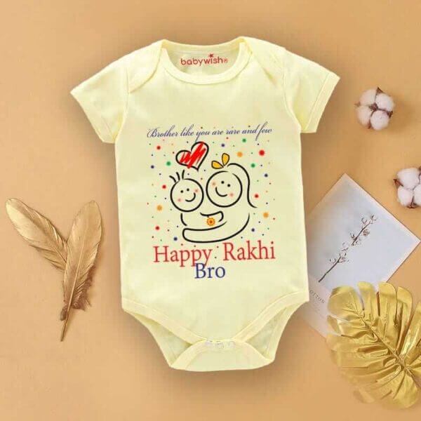 Rakshabandhan Romper for Newborn Baby | White 0-3 Months Outfit | Brother Sister Matching Dress for Rakhi | Rakshabandhan Gift for Baby Boy Girl Siblings | Babywish - Image 4